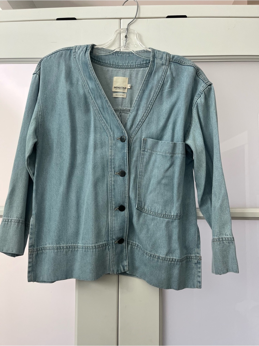 Light Blue Denim Button-Front Jacket